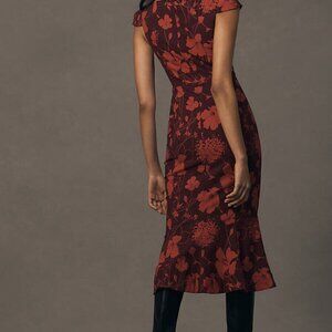 Anthropologie Maeve Cecily Red Floral Dress Women's Size S NWT